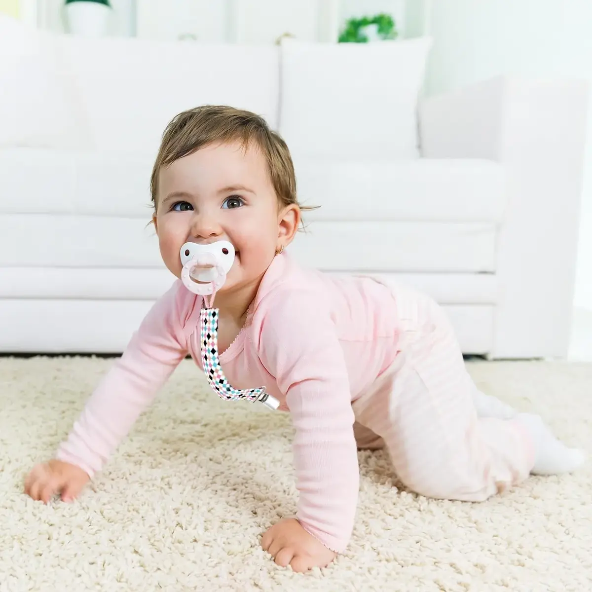 Babyjem Emzik Tutacağı Desenli Mavi Kurdele