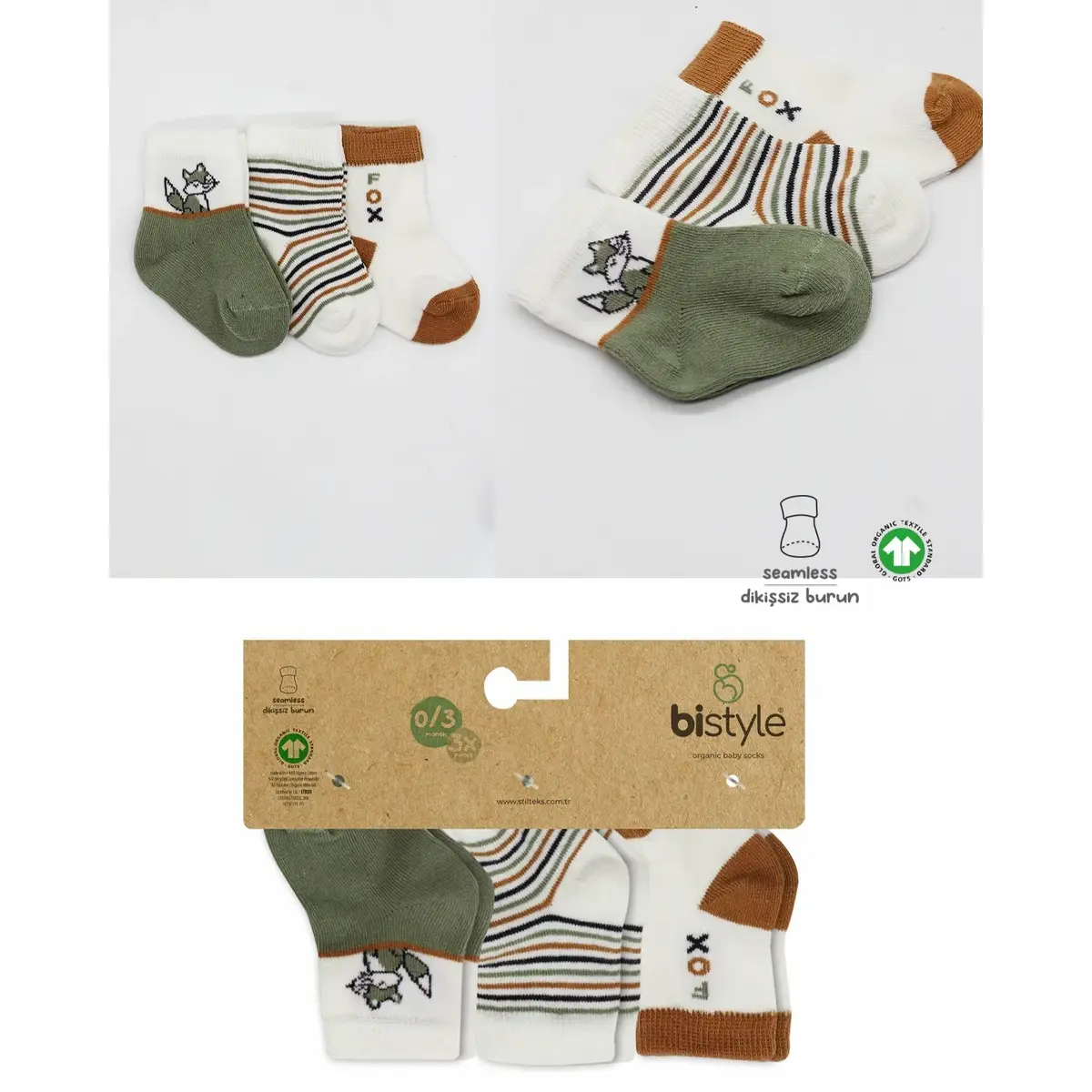 Bibaby Çorap Soket 3lü Bistyle Fox Penye Nil