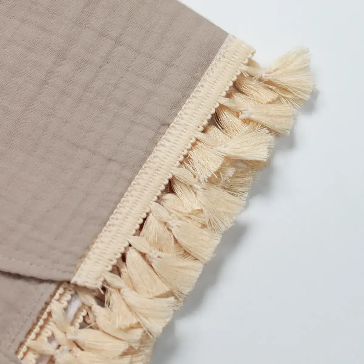 Bistyle Müslin Puset Yüz Örtüsü Püsküllü Bej