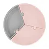 OiOi Puzzle Vakumlu Mama Tabağı Pinky Pink - Powder Grey