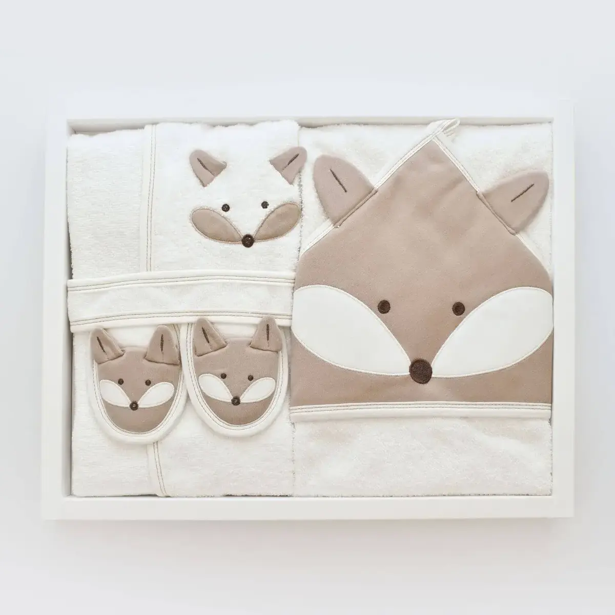 Bibaby Bornoz Takımı Sweet Fox Ekru - Kahverengi