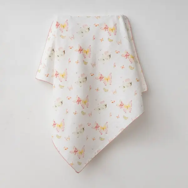 Baby Mammas Müslin Örtü Kelebek 80x90cm Pembe