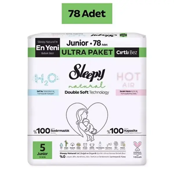 Sleepy Bebek Bezi Natural Double Soft Junior 78li Ultra Paket