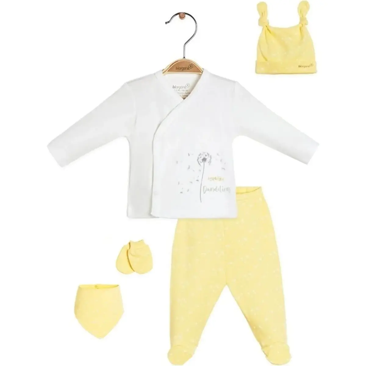 Bibaby Organik Hastane Çıkışı 5li Fly Dandelions Sarı - Ekru