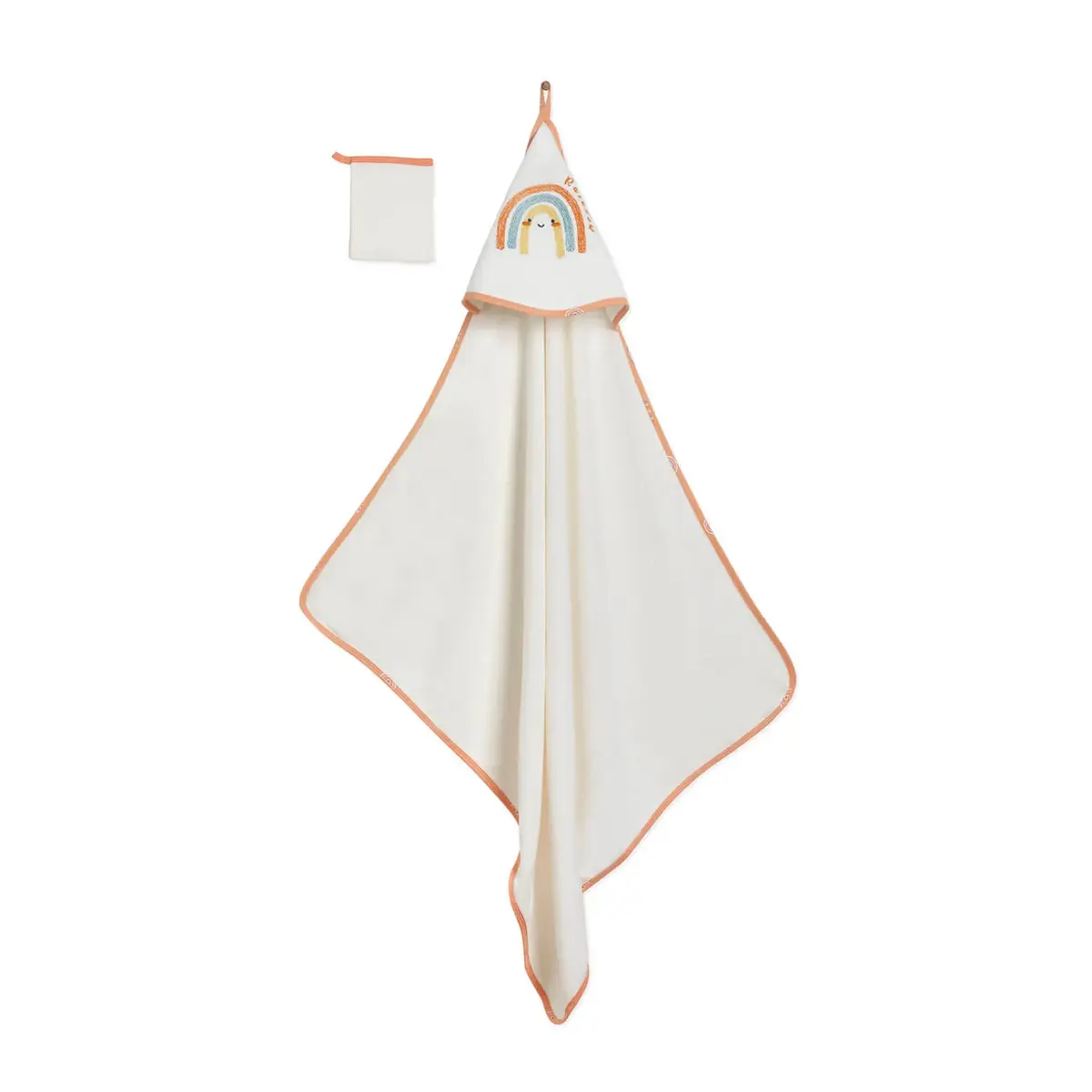 Bibaby Organik Havlu Happy Rainbow Somon - Ekru