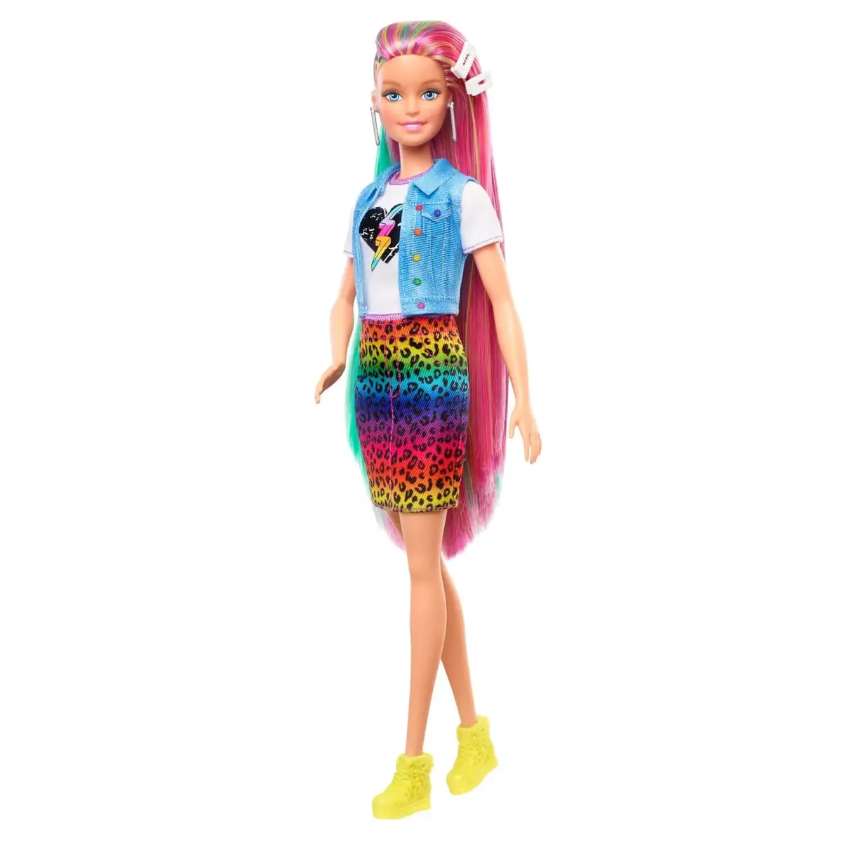 Barbie Leopar Desenli Saçlar Bebeği