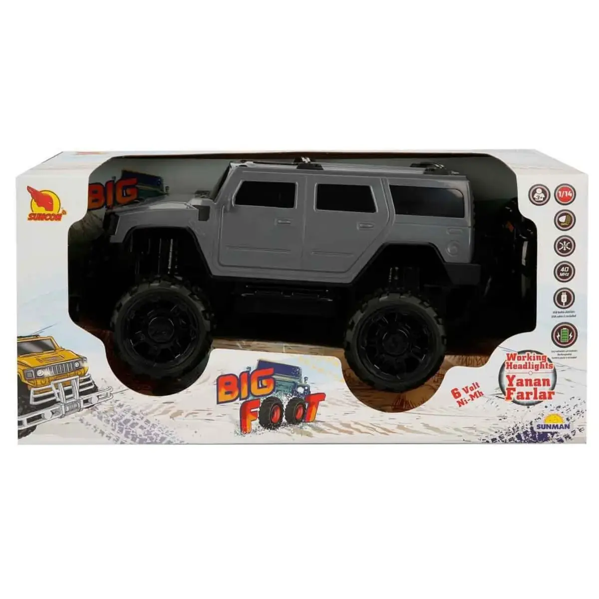 Uzaktan Kumandalı Büyük Tekerlekli Hummer Şarjlı Araba 1/14