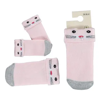Bibaby Organik Çorap Soket Havlu Cunning Cat Pembe