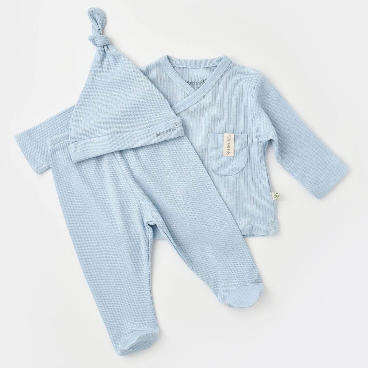 Bibaby Organik Zıbın Takımı 3lü Soft Modal Mavi