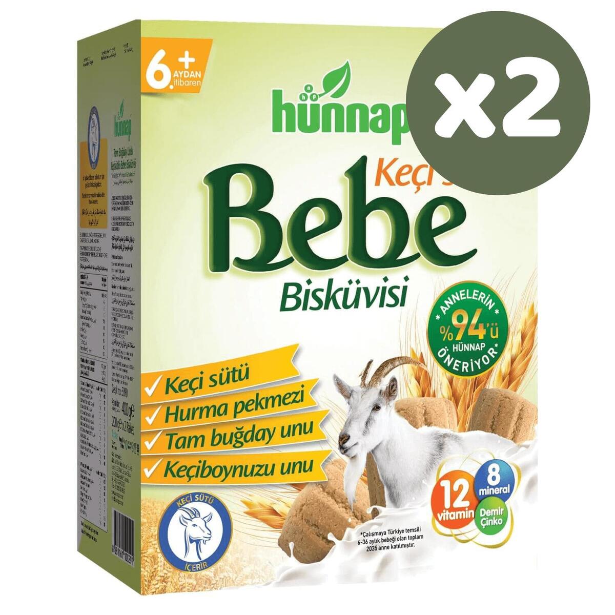 Hünnap Keçi Sütlü Bebek Bisküvisi 400 gr x2