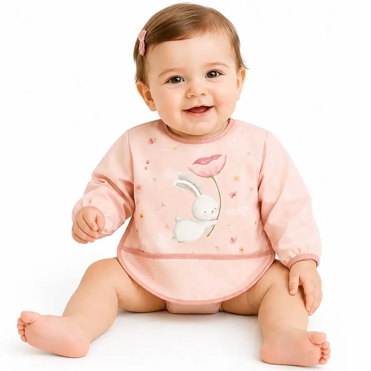 Sevi Bebe Kollu Mama Önlüğü Çiçekli Tavşan