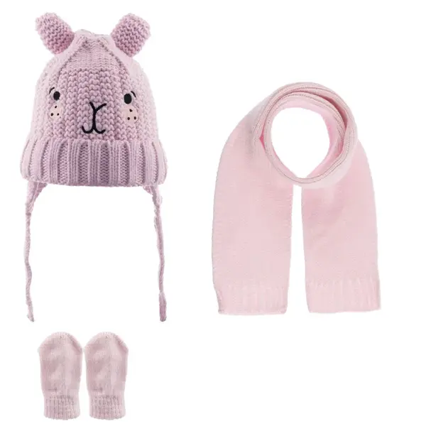 Kitti Eldiven Atkı Bere Takım Açık Pembe