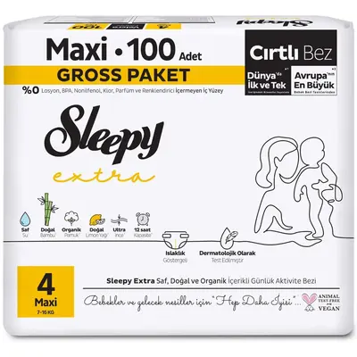 Sleepy Bebek Bezi Natural 4 Numara Maxi 100lü Gross Paket