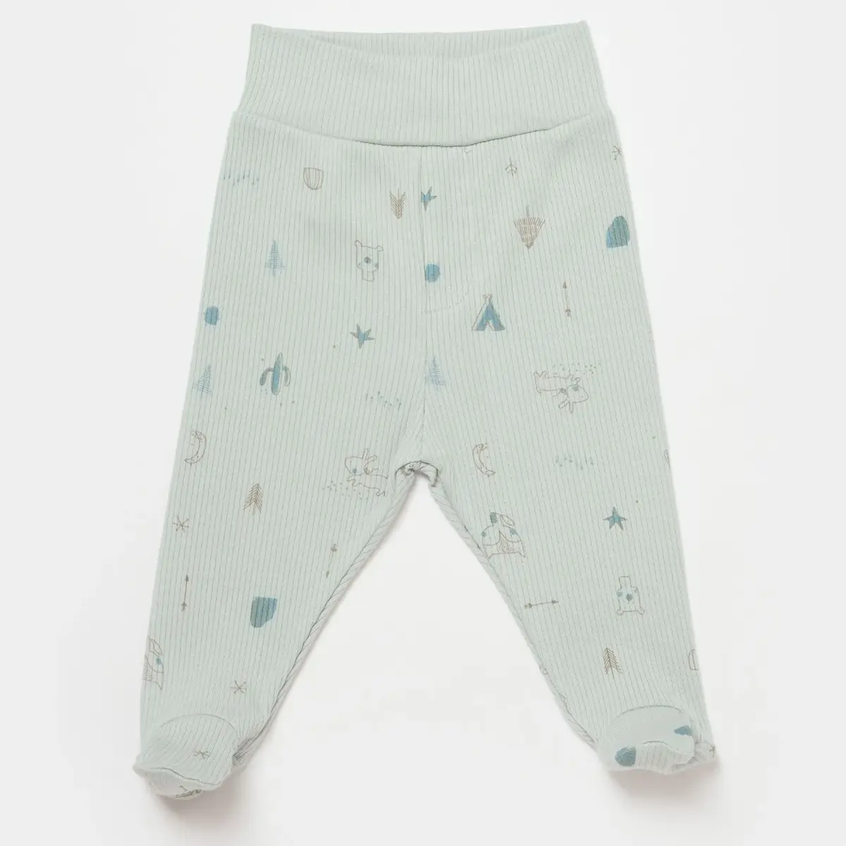 Bibaby Organik Zıbın Takımı 3lü Modal Happy Forest Bej - Mint