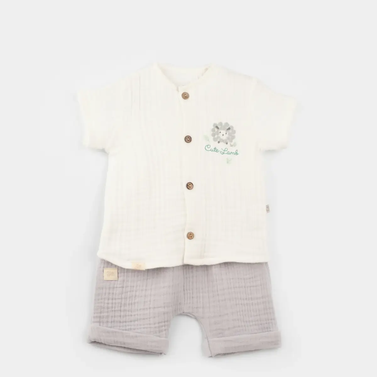 Bibaby 2li Takım Şortlu Lamb Friends Gri Bibaby 2li Takım Şortlu Lamb Friends Gri