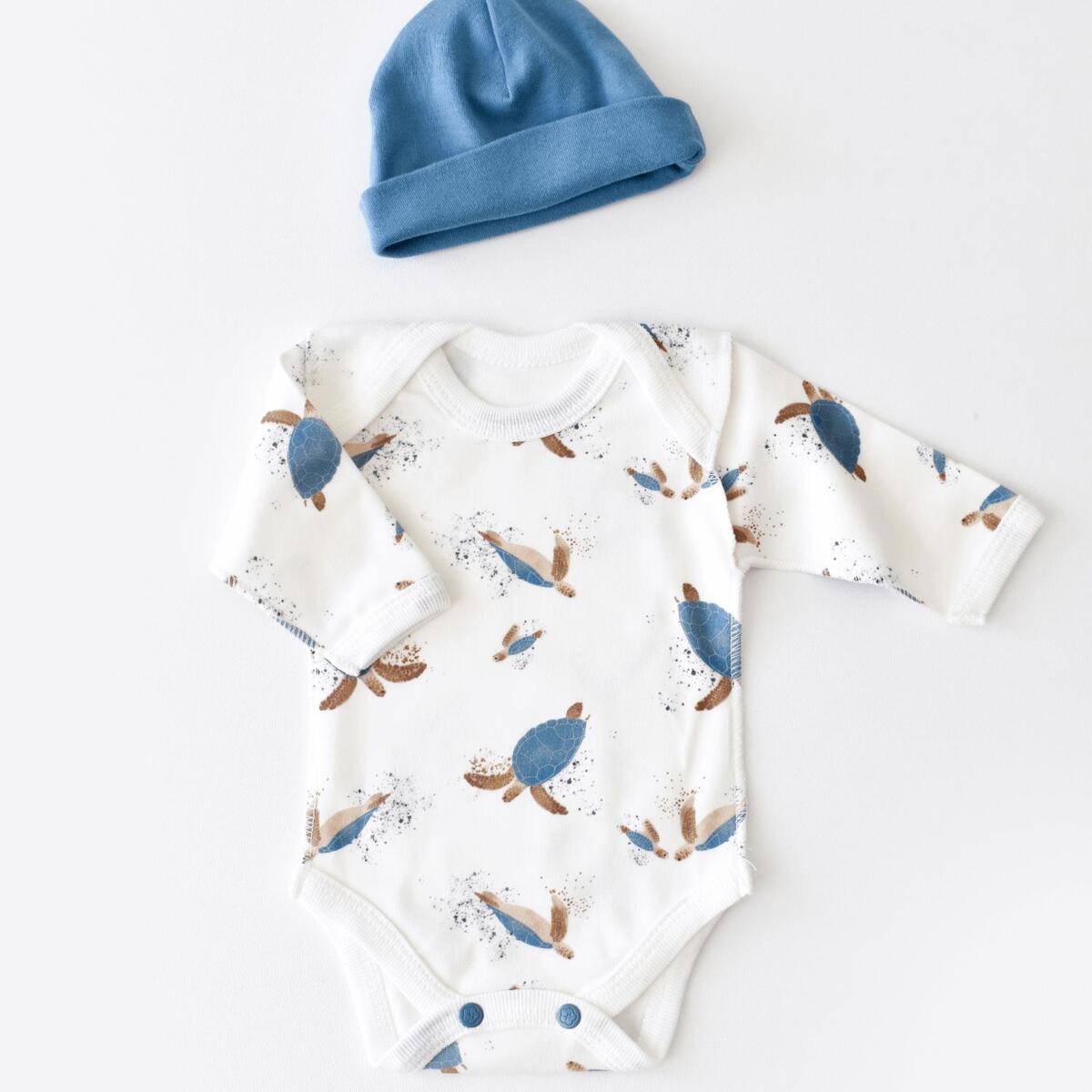 Bibaby Organik Zıbın Takımı Caretta In Live Prematüre Ekru - İndigo