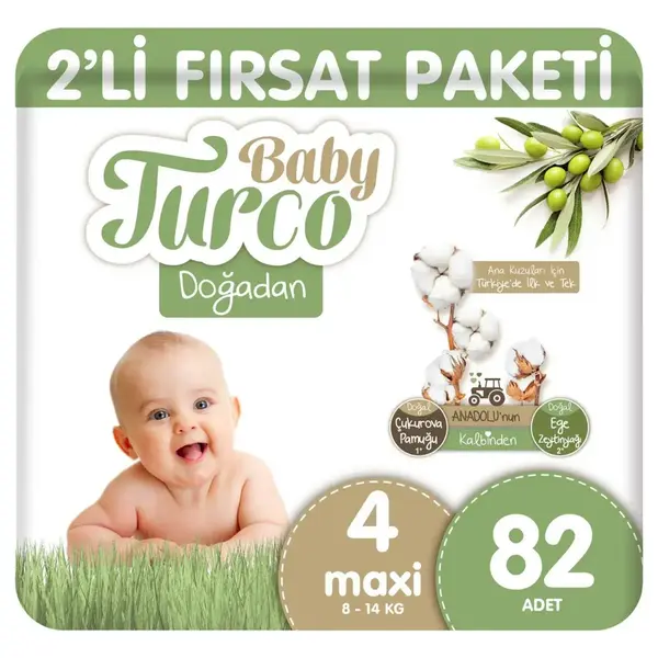 Baby Turco Doğadan Bebek Bezi 4 Beden Maxi 82li Fırsat Paketi