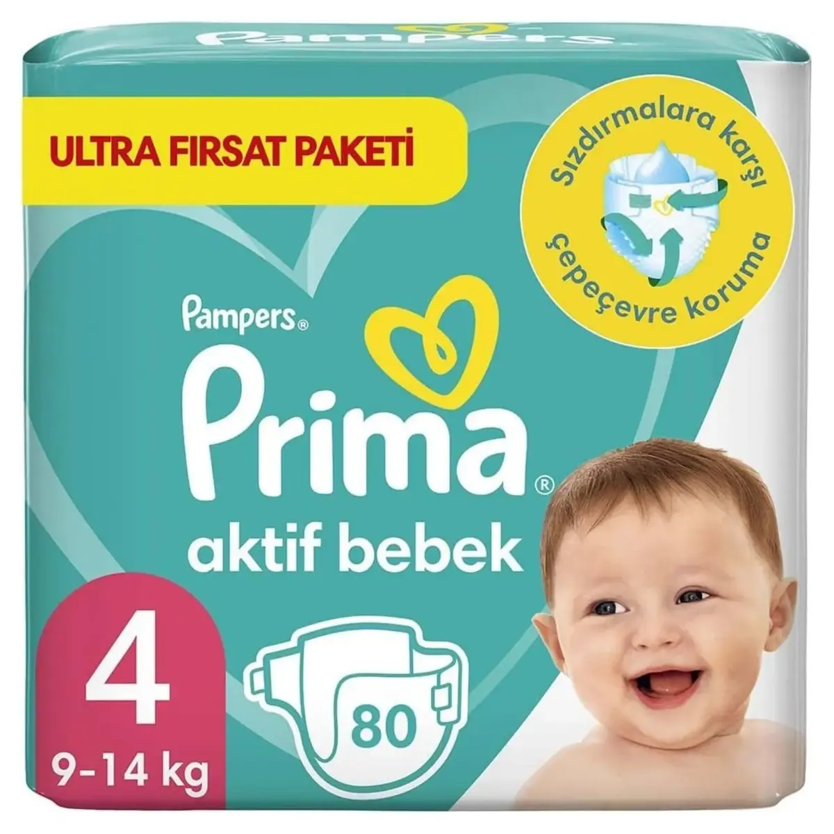 Prima Aktif Bebek Bezi 4 Beden Maxi 9-14 Kg 80li Ultra Fırsat Paketi