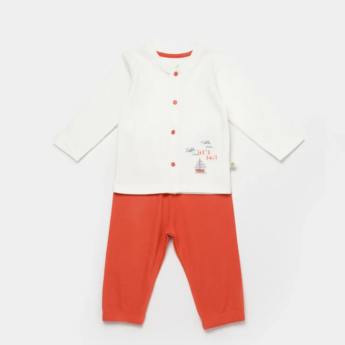 Bibaby Organik Pijama Takımı Sun Lets Sail Ekru - Mavi