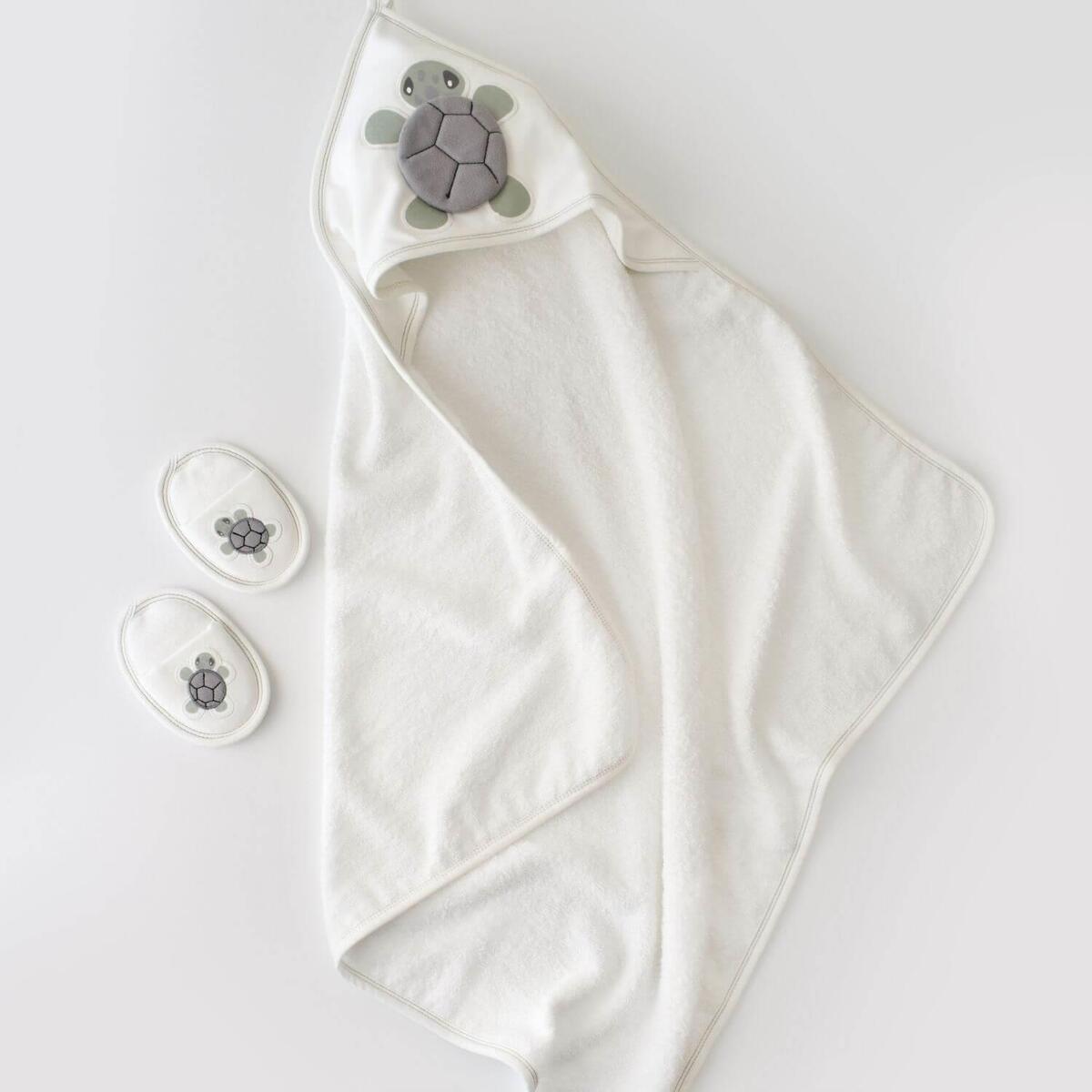 Bibaby Bornoz Takımı Tortoise Ekru - Yeşil