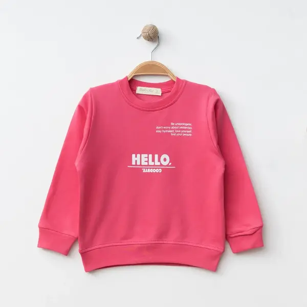 Bebolly 2li Takım Hello Baskılı Fuşya