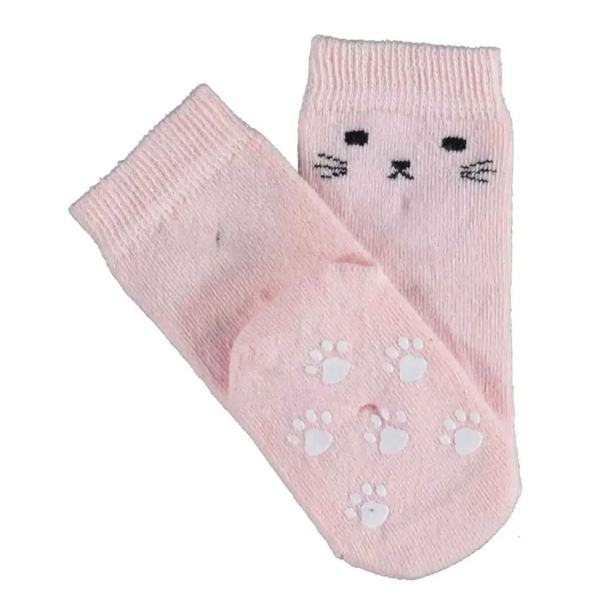 Bibaby Organik Çorap Soket Kaymaz Cats Pembe