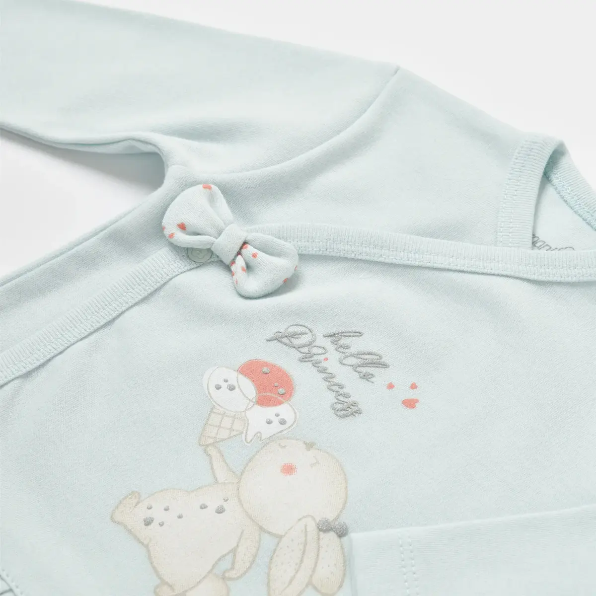 Bibaby Organik Zıbın Takımı 3lü Pretty Ears Bunny Mint - Ekru