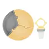 OiOi Püre Meyve Ve Sebze Alıştırıcı ,OiOi Puzzle Vakumlu Mama Tabağı  Mellow Yellow - Powder Grey