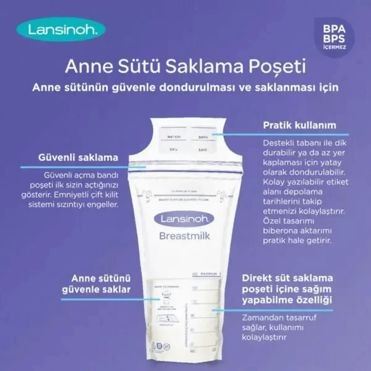 Lansinoh Süt Saklama Poşeti 50li x 3 Adet