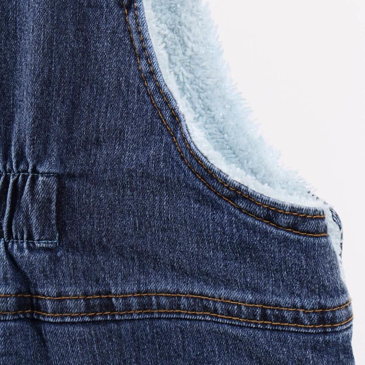 Overdo Salopet Welsoft Ayıcık Baskılı Mavi Denim