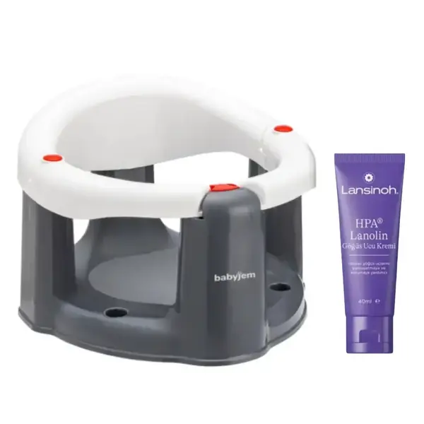 Babyjem Önden Açılır Bebek Banyo&Mama Oturağı Beyaz+Lansinoh Lanolin Göğüs Ucu Kremi 40 ml