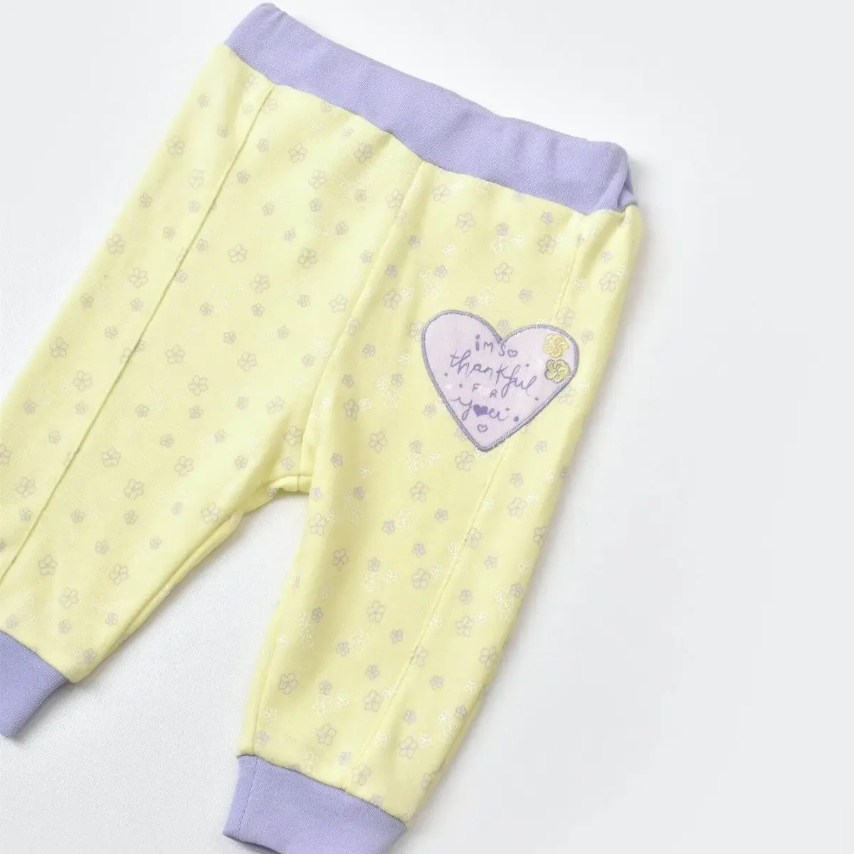 Bibaby Organik Pantolon Patiksiz Love You Baby Yellow Lavander