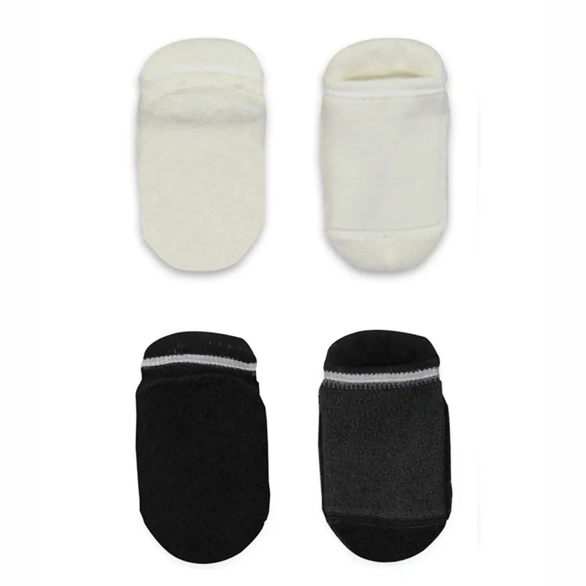 Bistyle Organik Çorap Sneakers Havlu 2li Kaymaz Basic Siyah - Ekru