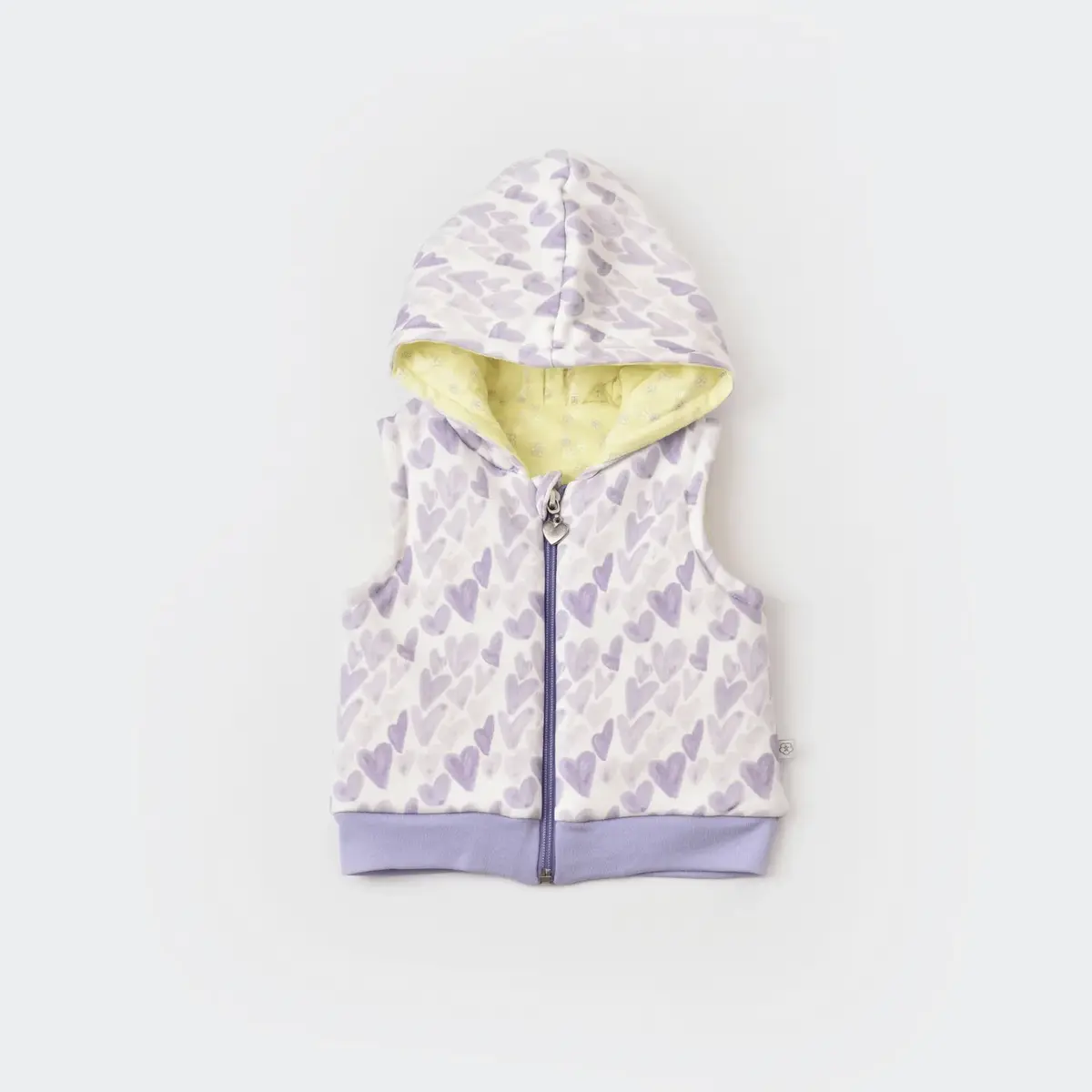Bibaby Organik Yelek Kapüşonlu Love You Baby Yellow Lavander