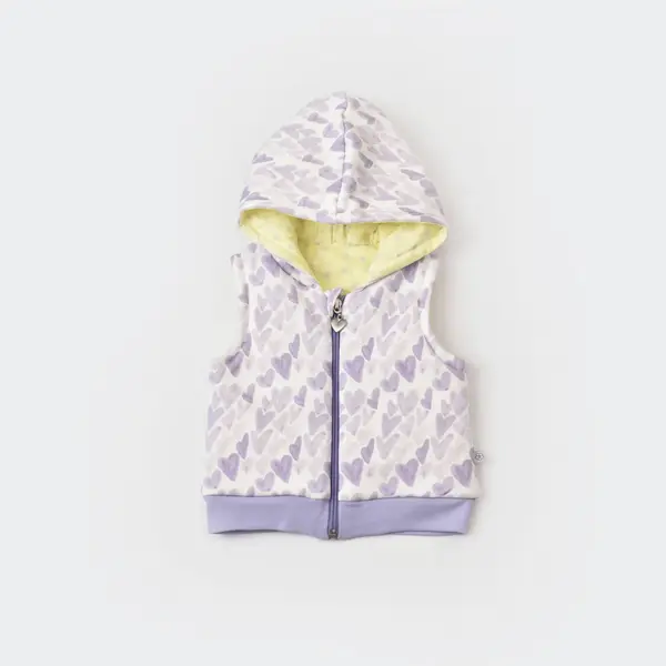 Bibaby Organik Yelek Kapüşonlu Love You Baby Yellow Lavander