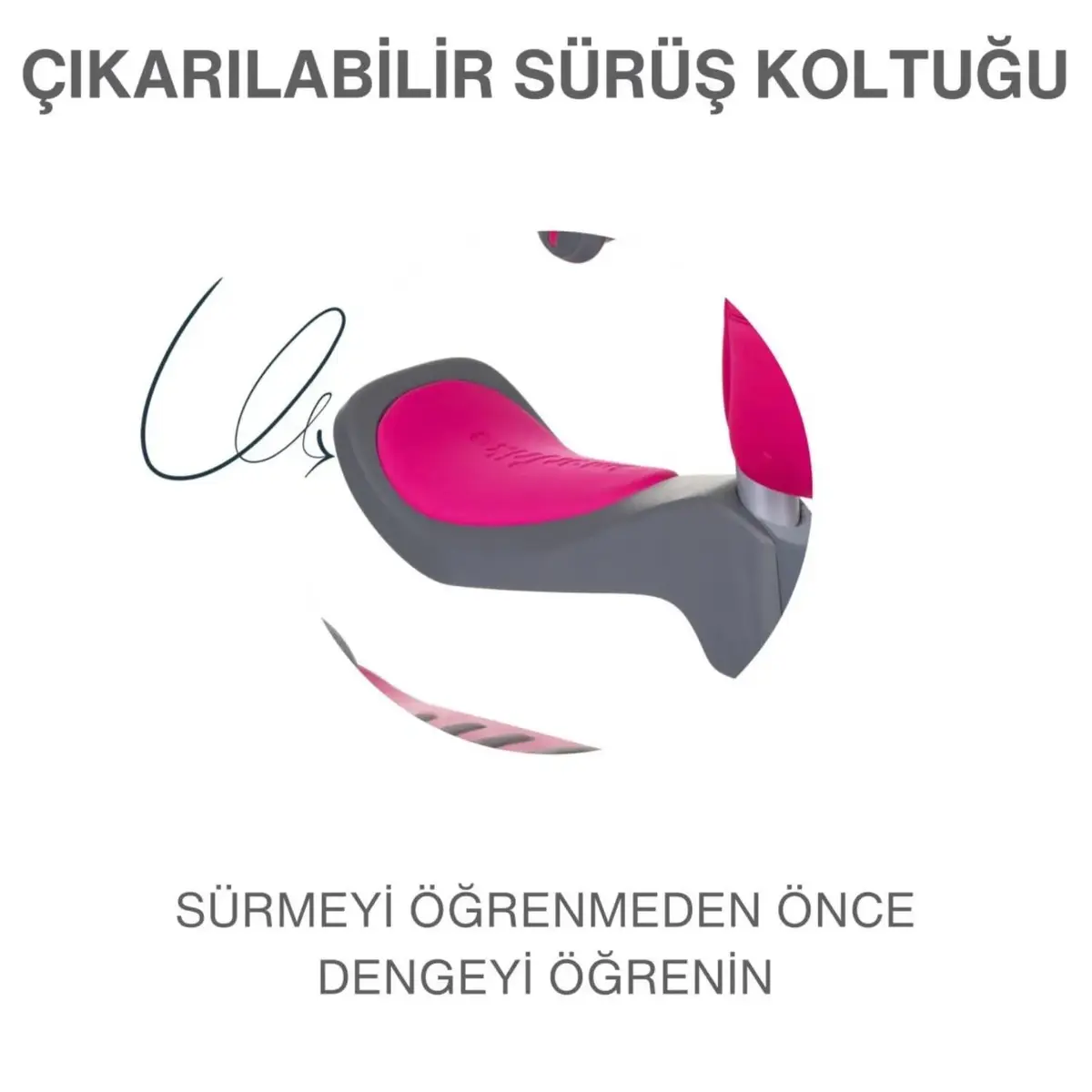 SmarTrike T1 3’ü 1 Arada Oturaklı ve Çantalı Çocuk Scooterı- Pink