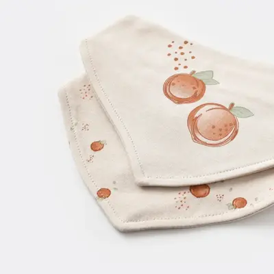 Bibaby Organik Fular Önlük 2li Summer Fruit Light Cream