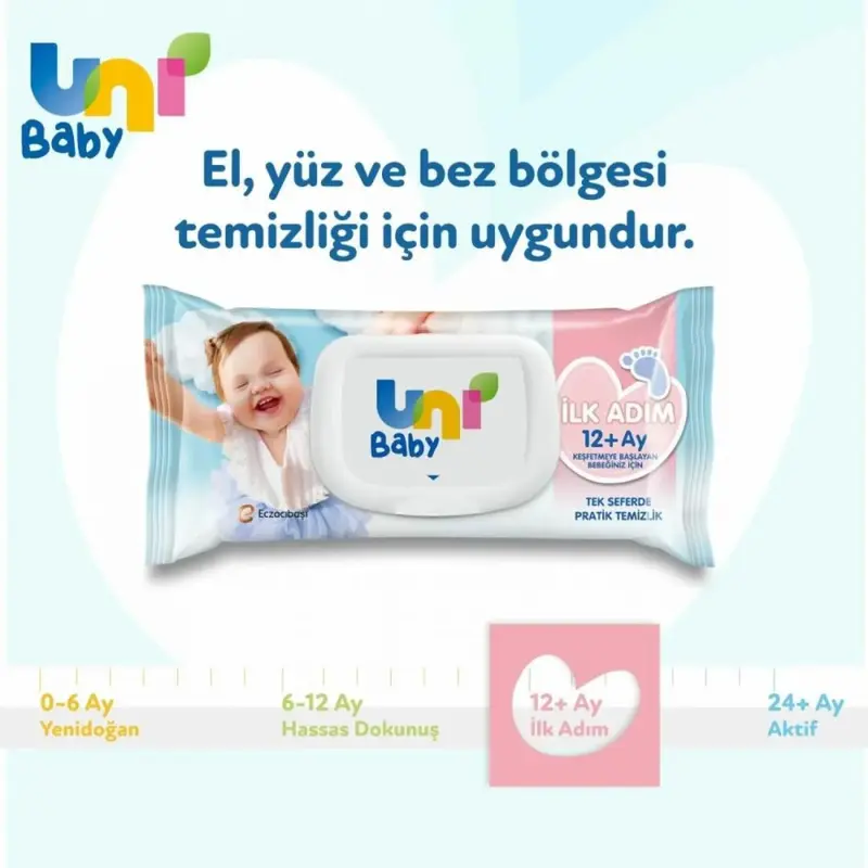 Uni Baby İlk Adım Islak Mendil 3x52li