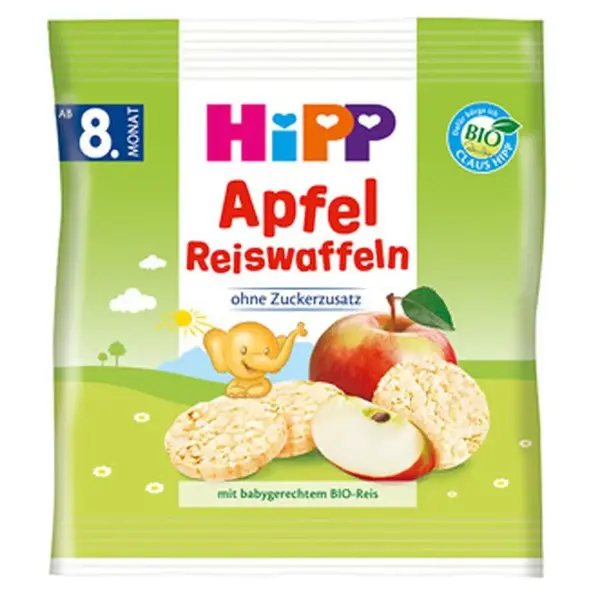 Hipp Organik Bebek Gofreti Pirinçli Elmalı 