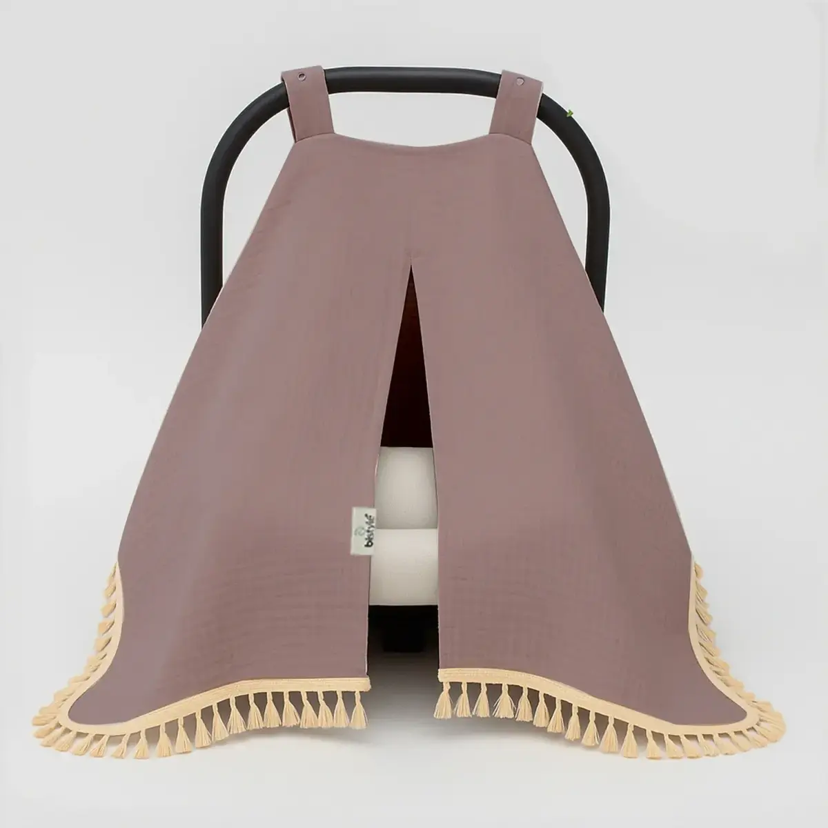 Bistyle Müslin Puset Yüz Örtüsü Püsküllü Antrasit