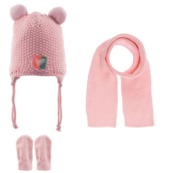 Kitti Eldiven Atkı Bere Takım Açık Pembe