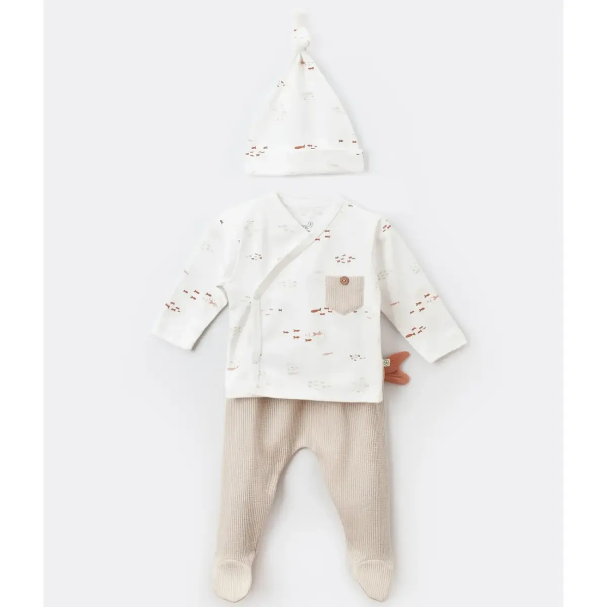 Bibaby Organik Zıbın Takımı 3lü Magic Starfish Latte