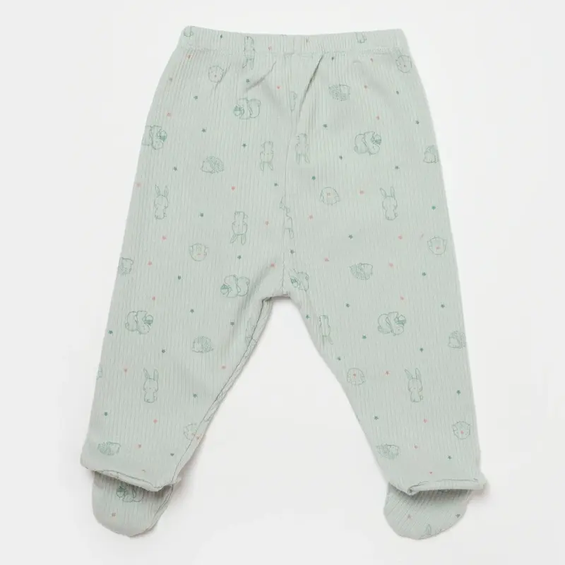 Bibaby Organik Pantolon Patikli Mosal Play With Me Mint - Gül