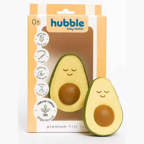 Hubble Doğal Bebek Diş Kaşıyıcı Ve Oyuncağı Avakado