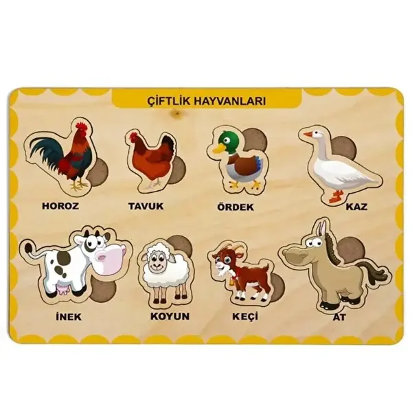 Ca Games Ahşap Tutmalı Puzzle Çiftlik Hayvanları