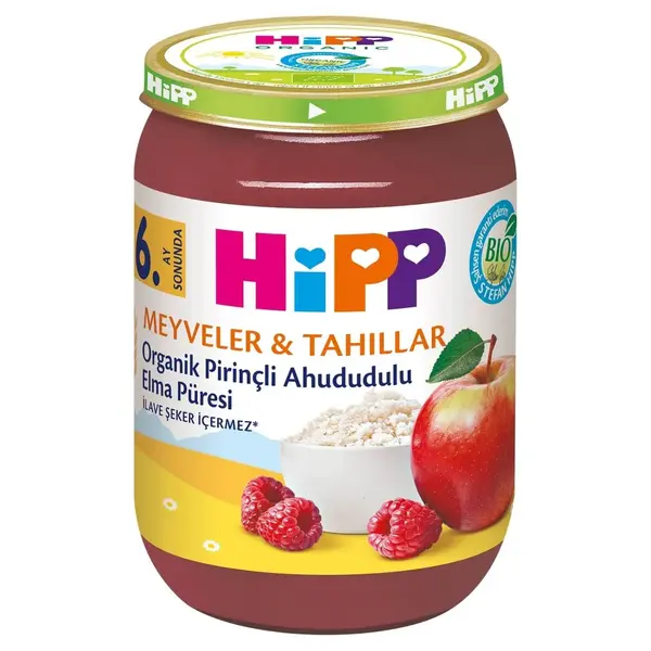 HiPP Organik  Pirinçli Ahududulu Elma Püresi 190 gr