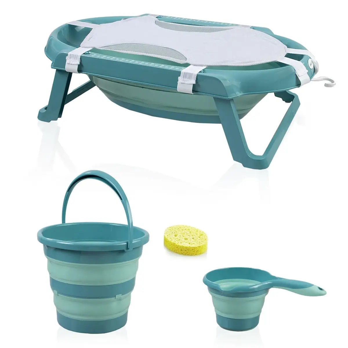 Babyjem Katlanır Banyo Seti 5li Yeni Turkuaz  Babyjem Katlanır Banyo Seti 5li Yeni Turkuaz