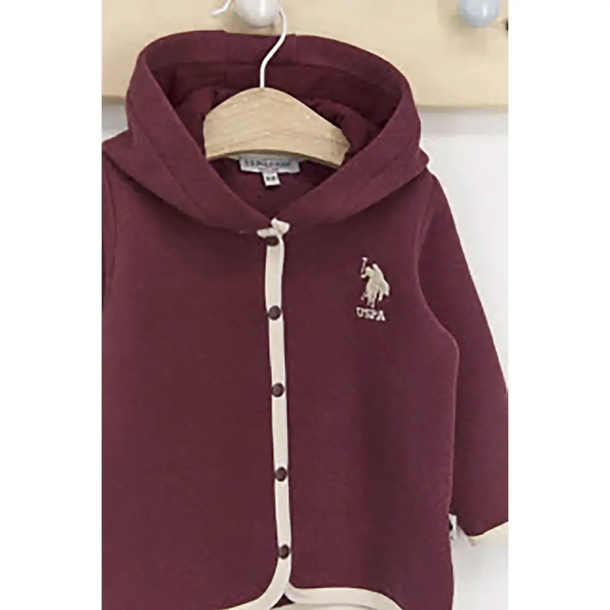 U.S. Polo Hırka Kapüşonlu Bordo