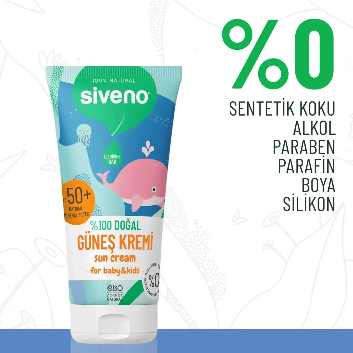 Siveno %100 Doğal Bebekler İçin Güneş Kremi 50 ml