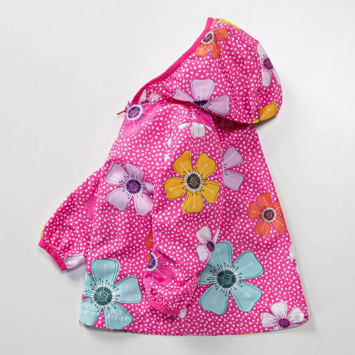 Midimod Yağmurluk Çiçek Baskılı Fuşya